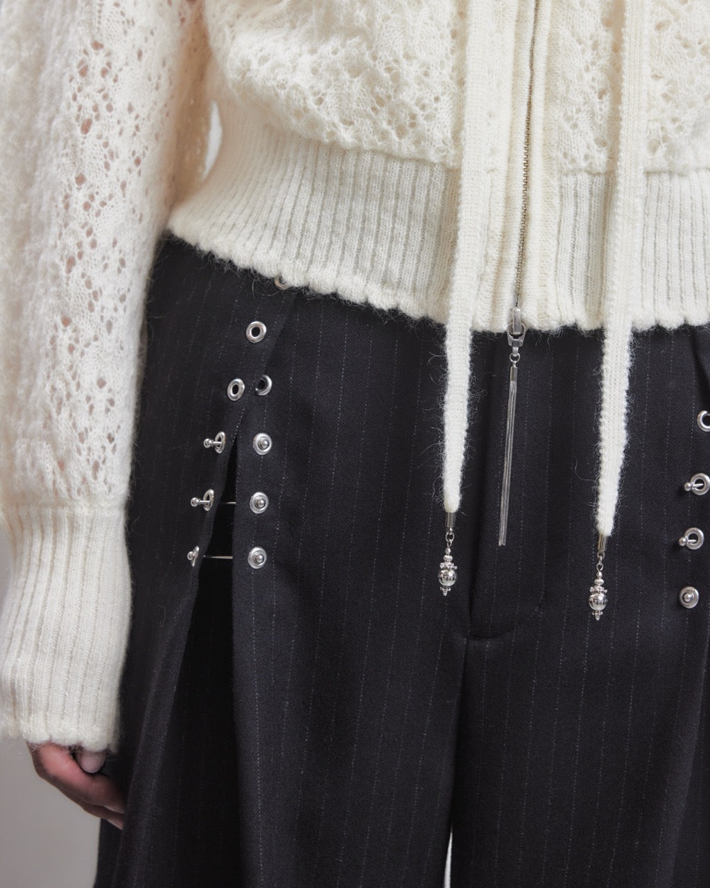 mohair lace knit hoodie Ivory【Delivery in August 2026】
