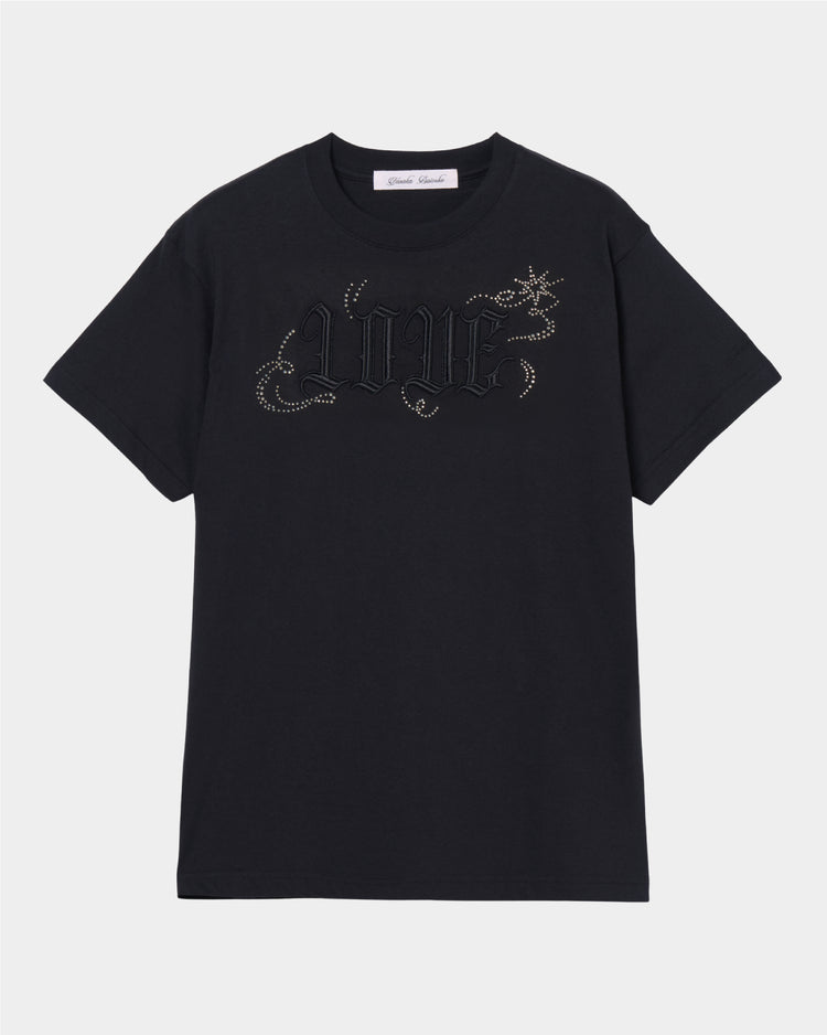 LOVE sparkle T-shirt Black × Black【POPUP先行】