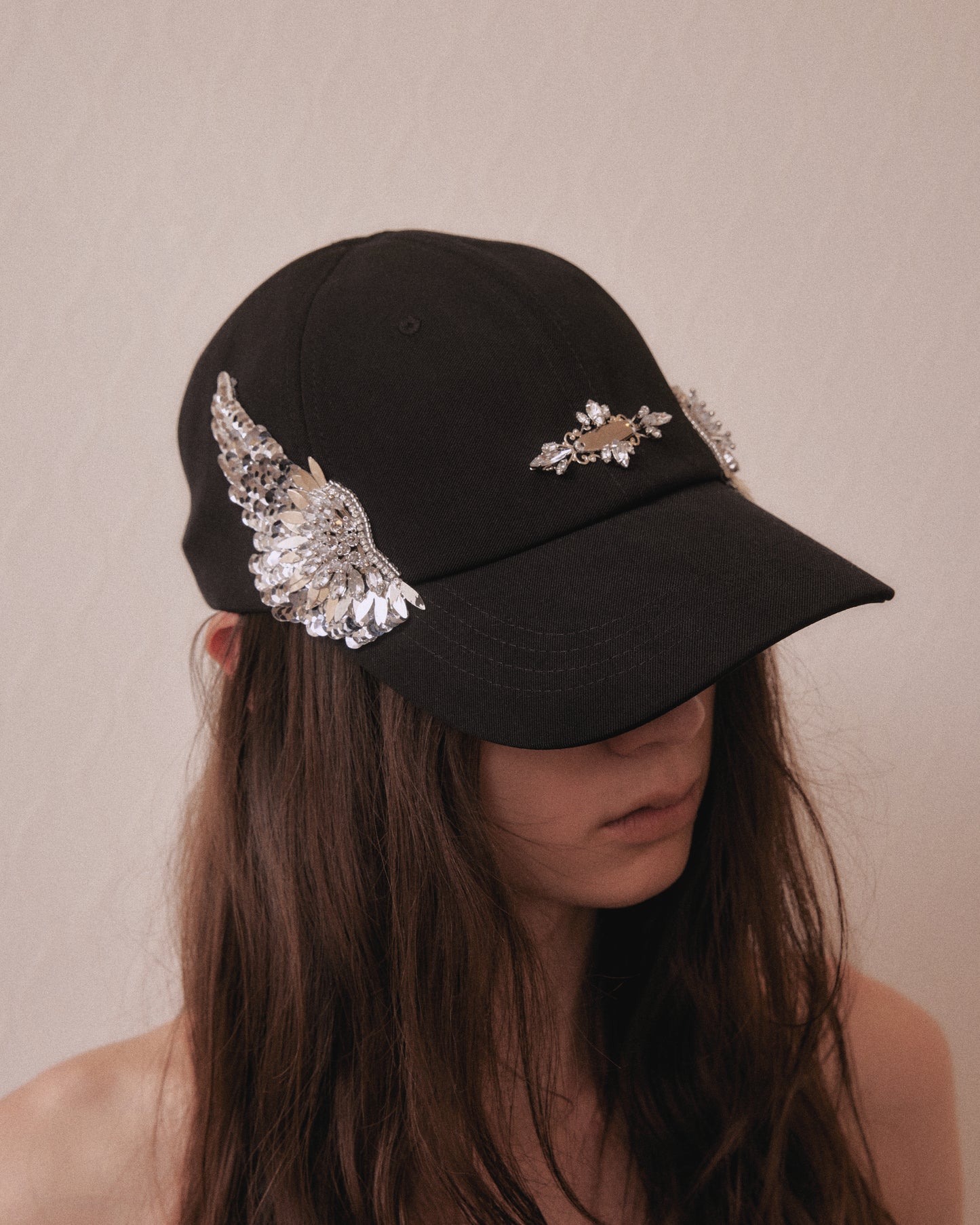Silver crystal bijou wing cap Black【Delivery in March 2027】