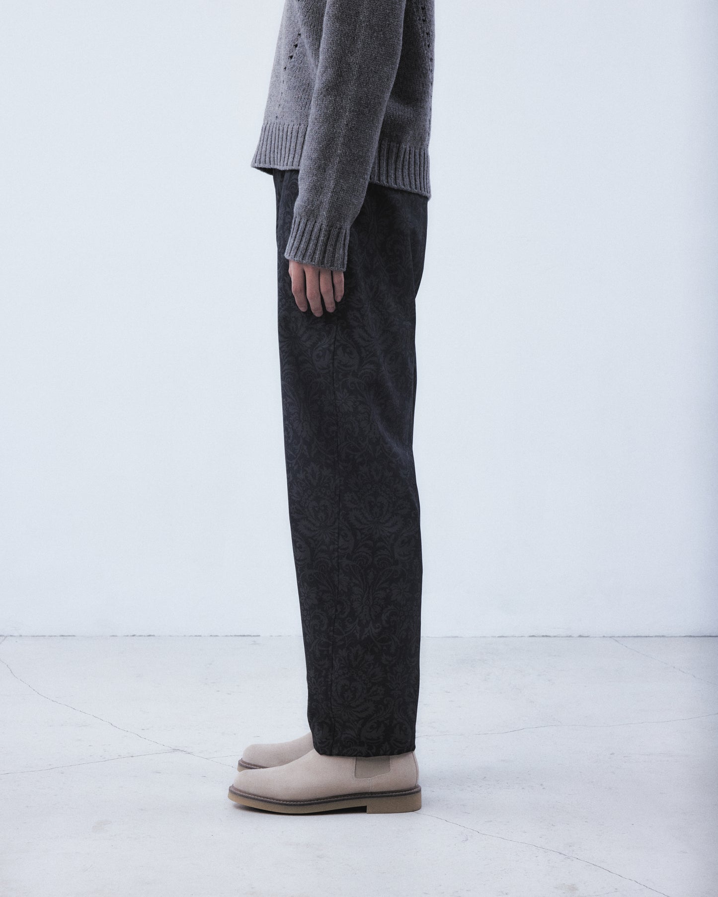 ornament print corduroy belt pants【Delivery in September 2026】