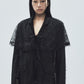flower lace velvet ribbon cape Black【Delivery in January 2026】