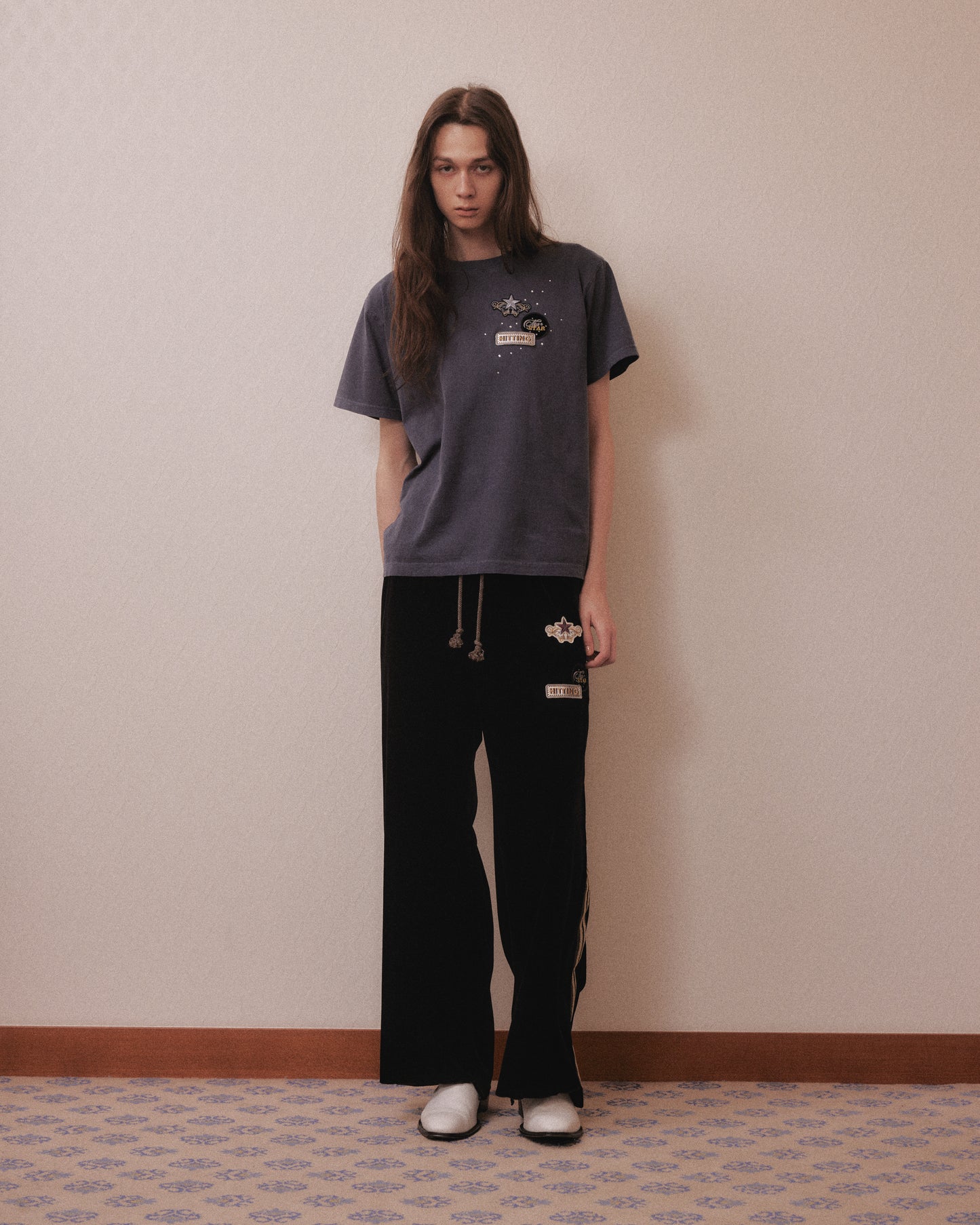 Hitting the star velour pants Black【Delivery in January 2027】