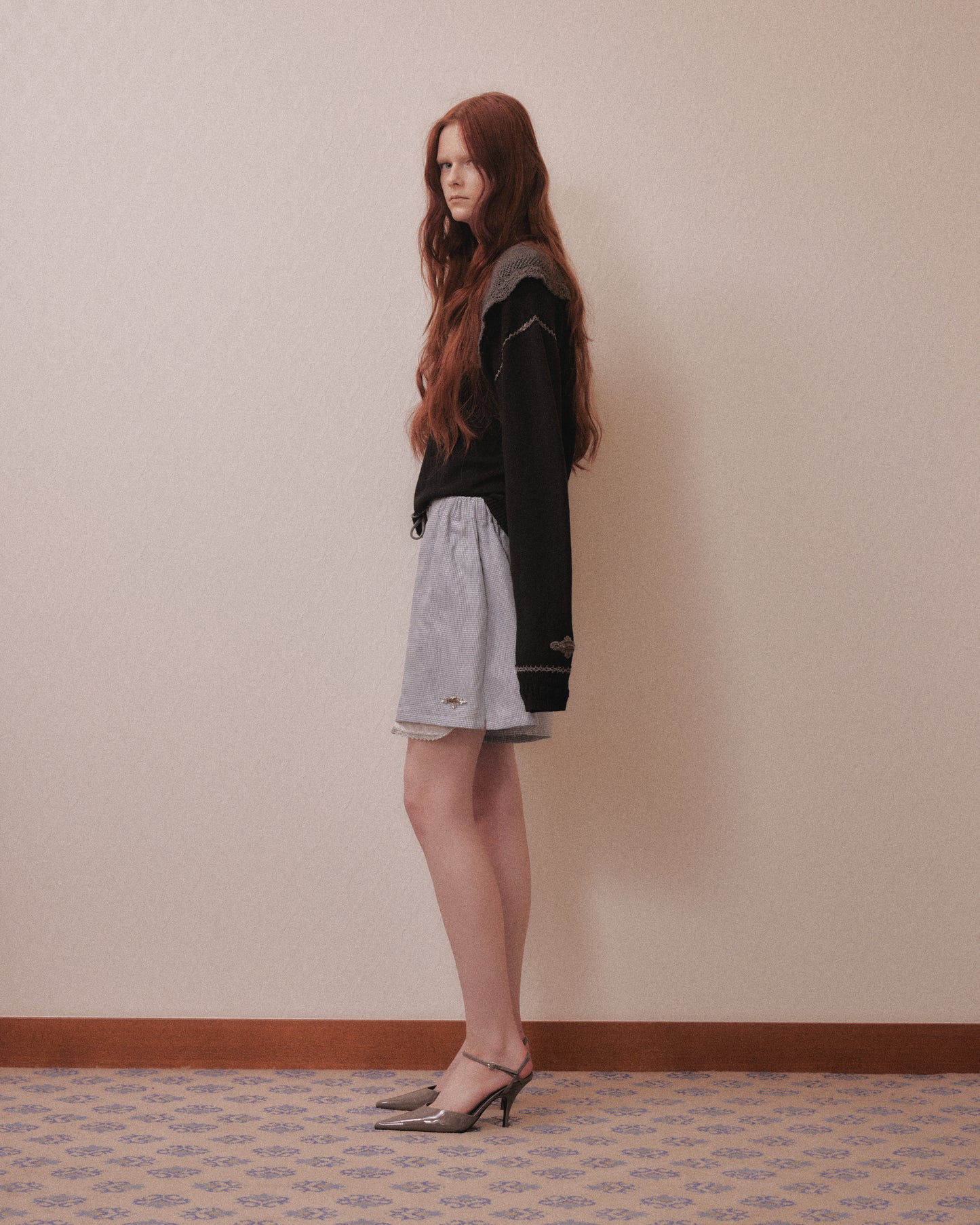 bijou logo check shorts Blue【Delivery in January 2027】