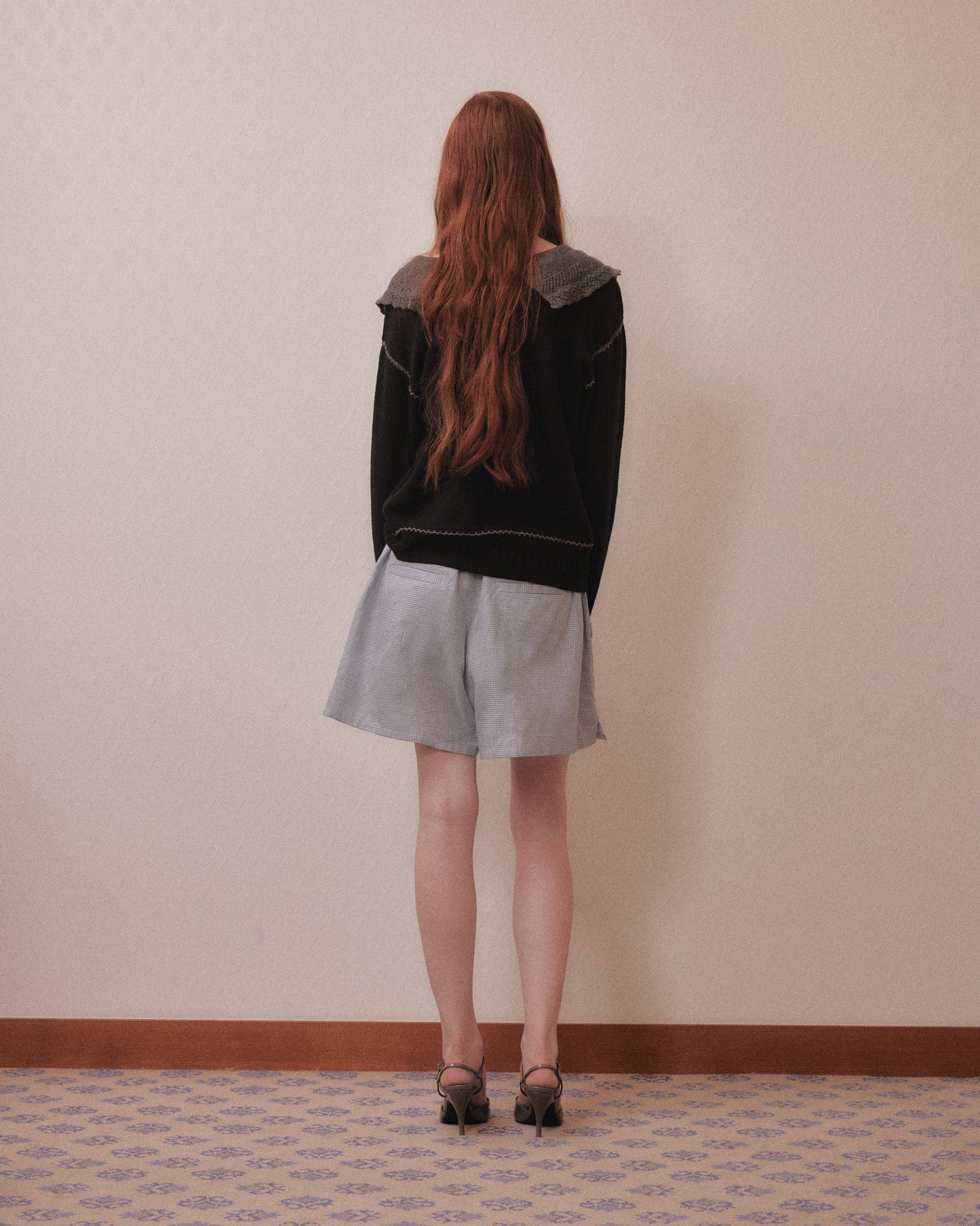 Lace collar knit pulover Black【Delivery in January 2027】