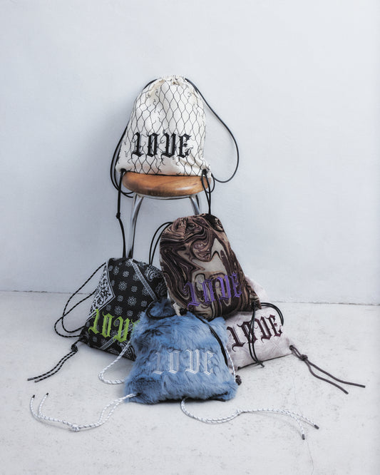 sax fur LOVE drawstring backpack【stock】