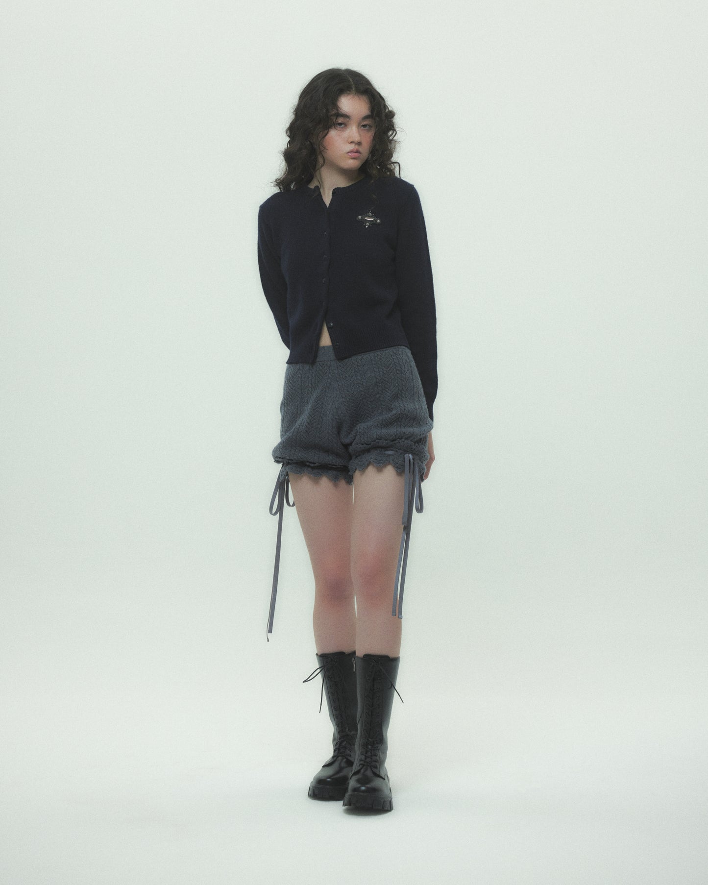 LOVE metal bolts cardigan Navy【Delivery in September 2026】