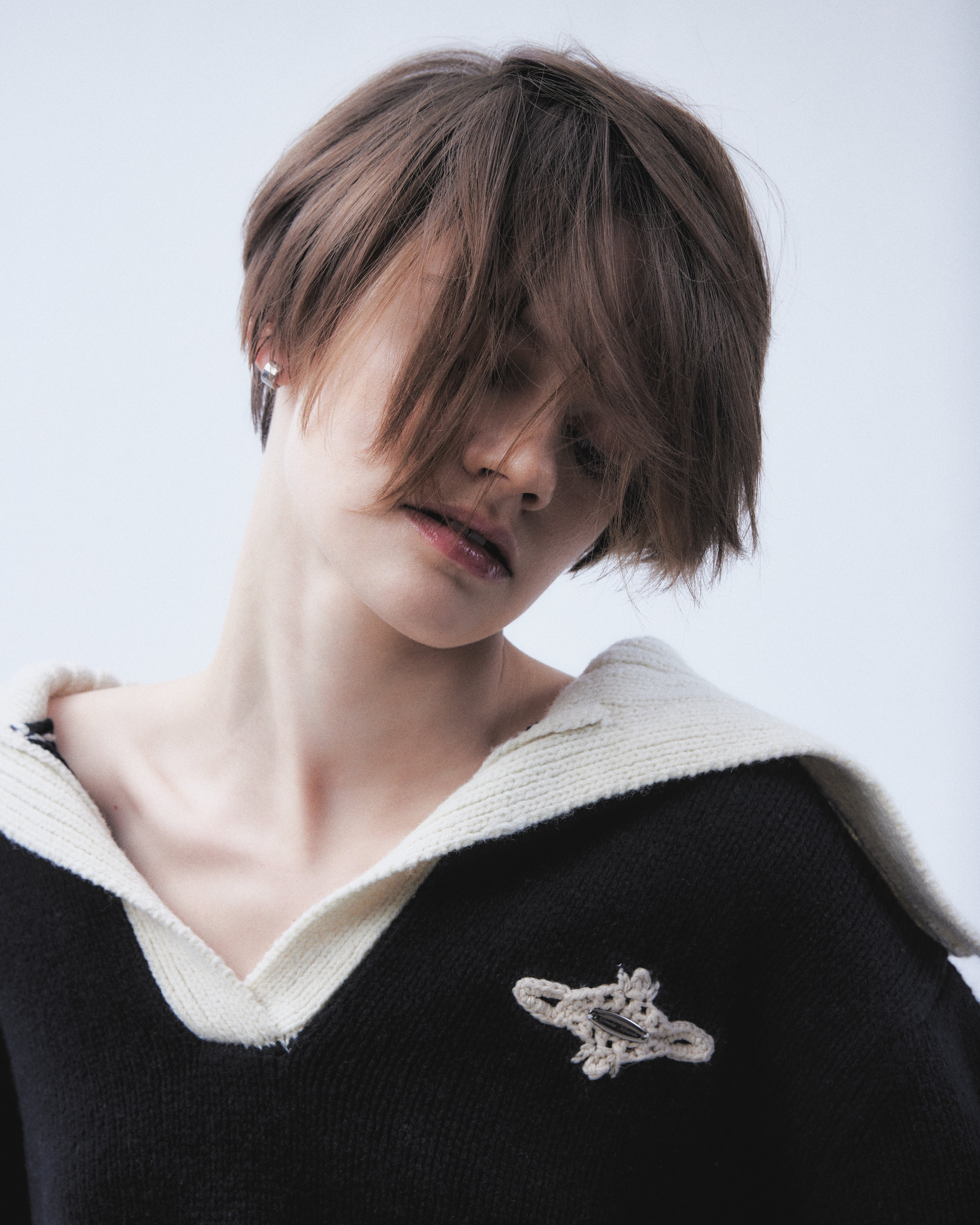 タナカダイスケ|ニット|big collar knit pullover Black – tanakadaisuke