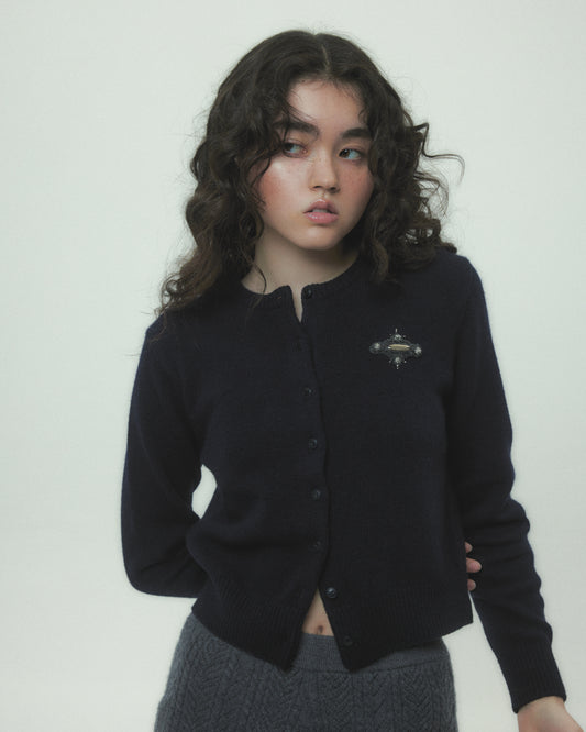 LOVE metal bolts cardigan Navy【Delivery in September 2026】