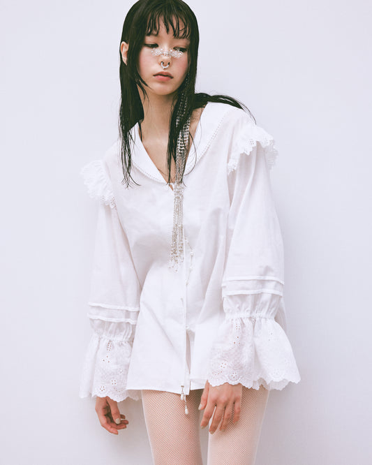 cotton lace sailor blouse【Delivery in April 2025】