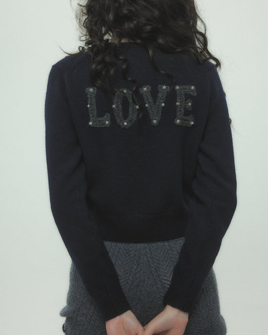 LOVE metal bolts cardigan Navy【Delivery in September 2026】