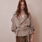 punching lace peplum trench jacket Khaki【Delivery in January 2027】