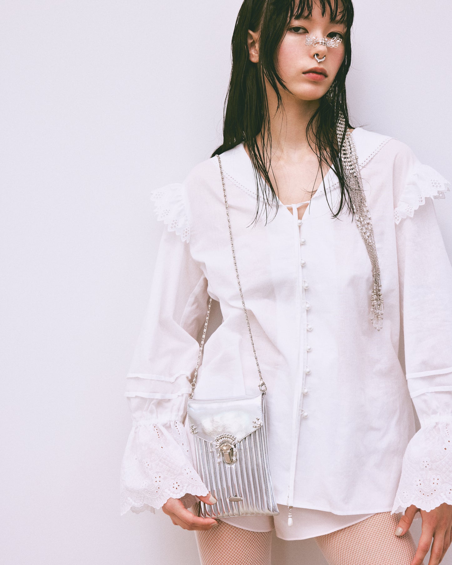 cotton lace sailor blouse【Delivery in February 2025】