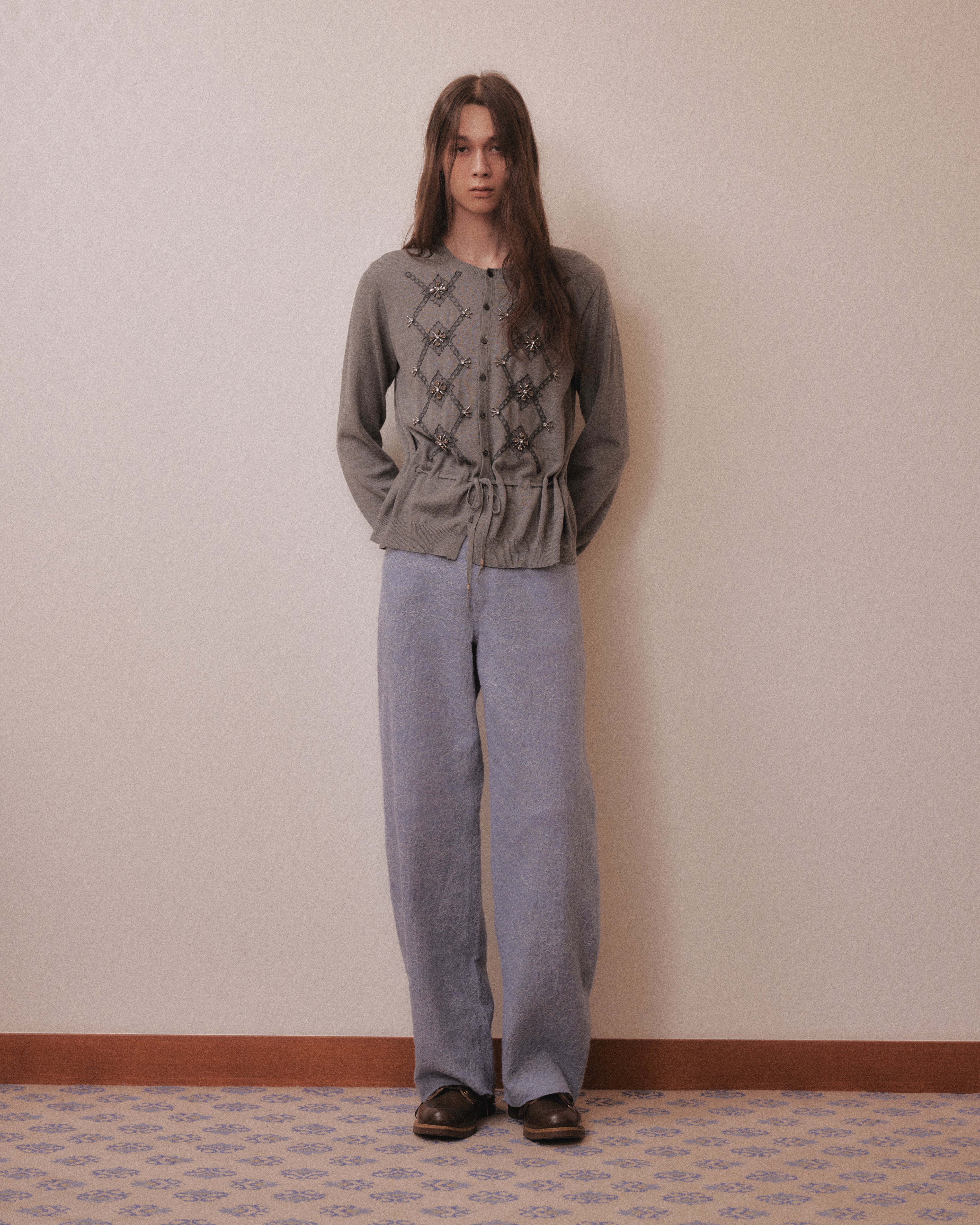 TanakaDaisukeグレービーニー tanakadaisuke(タナカダイスケ)|ニット|Lace argyle bijou knit