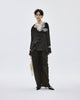 double long ribbon satin pants Black【stock】