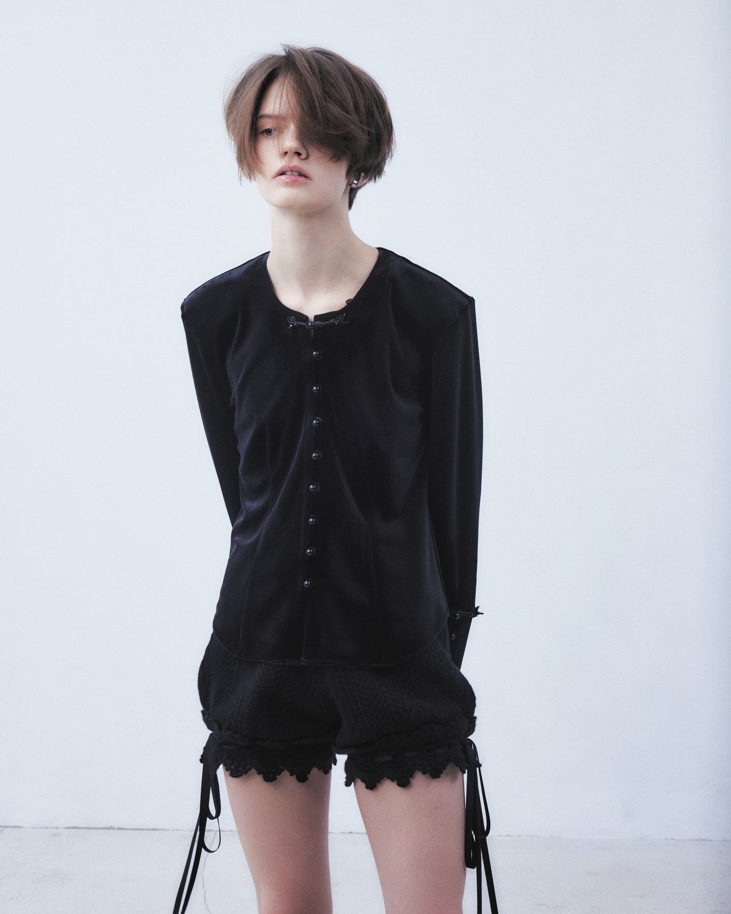 china button velour cardigan【Delivery in June 2026】
