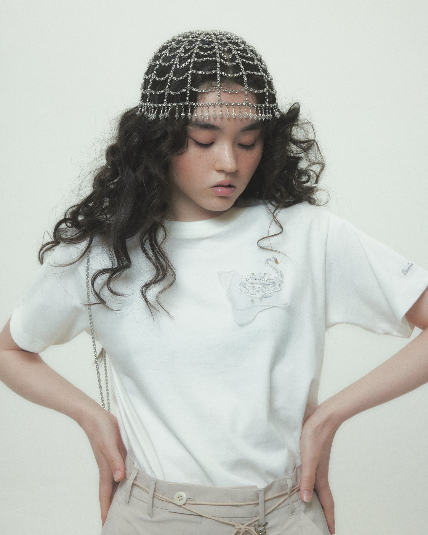 Meringue swan T-shirt White【stock】