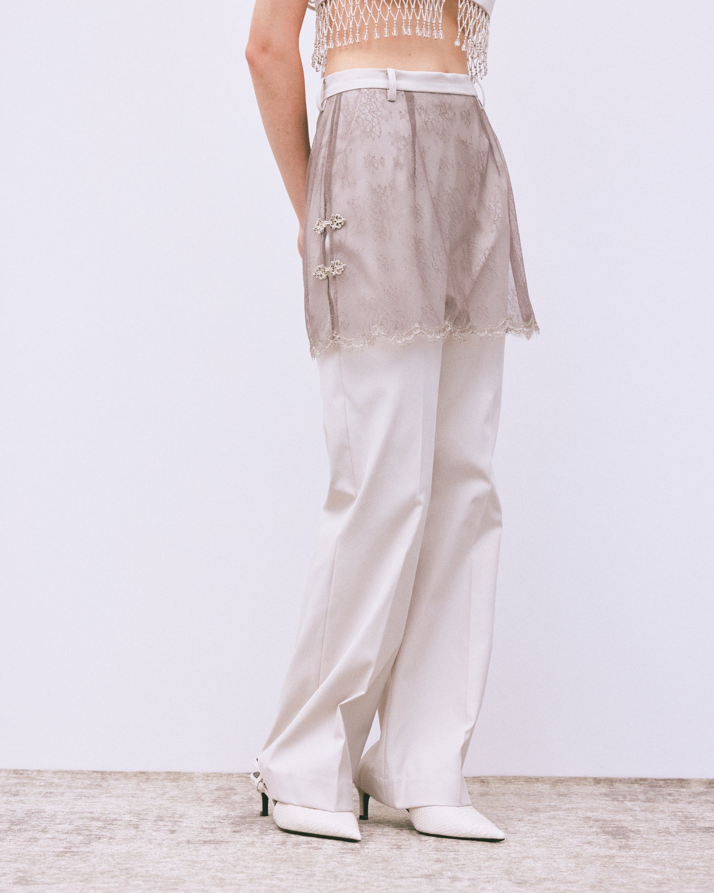 flower tulle skirt pants Gray【Delivery in February 2025】