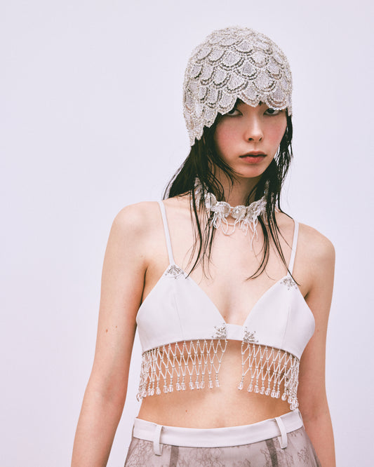 beads fringe bra Gray【Delivery in May 2025】