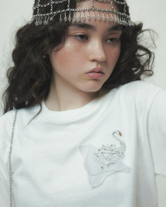 Meringue swan T-shirt White 【Delivery in July 2026】