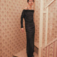 tanakadaisuke lace layered drape jersey dress Brown ドレス