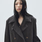 lace up soutien collar coat Dark brown【Delivery in November 2025】