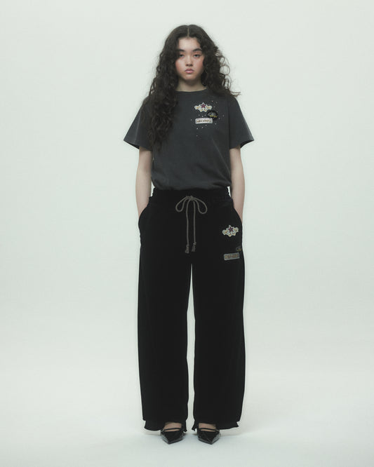 Hitting the star velour pants Black【Delivery in September 2026】