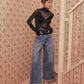 falling stars denim pants Blue【Delivery in August 2026】