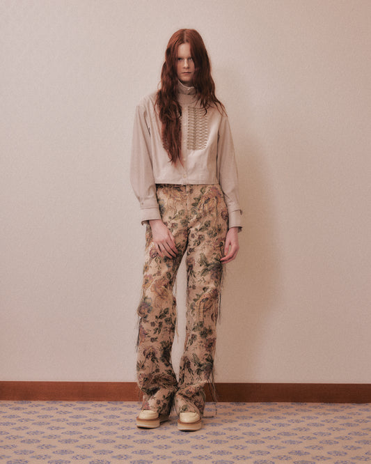 Frolal jacquard fringe pants One color【Delivery in March 2027】