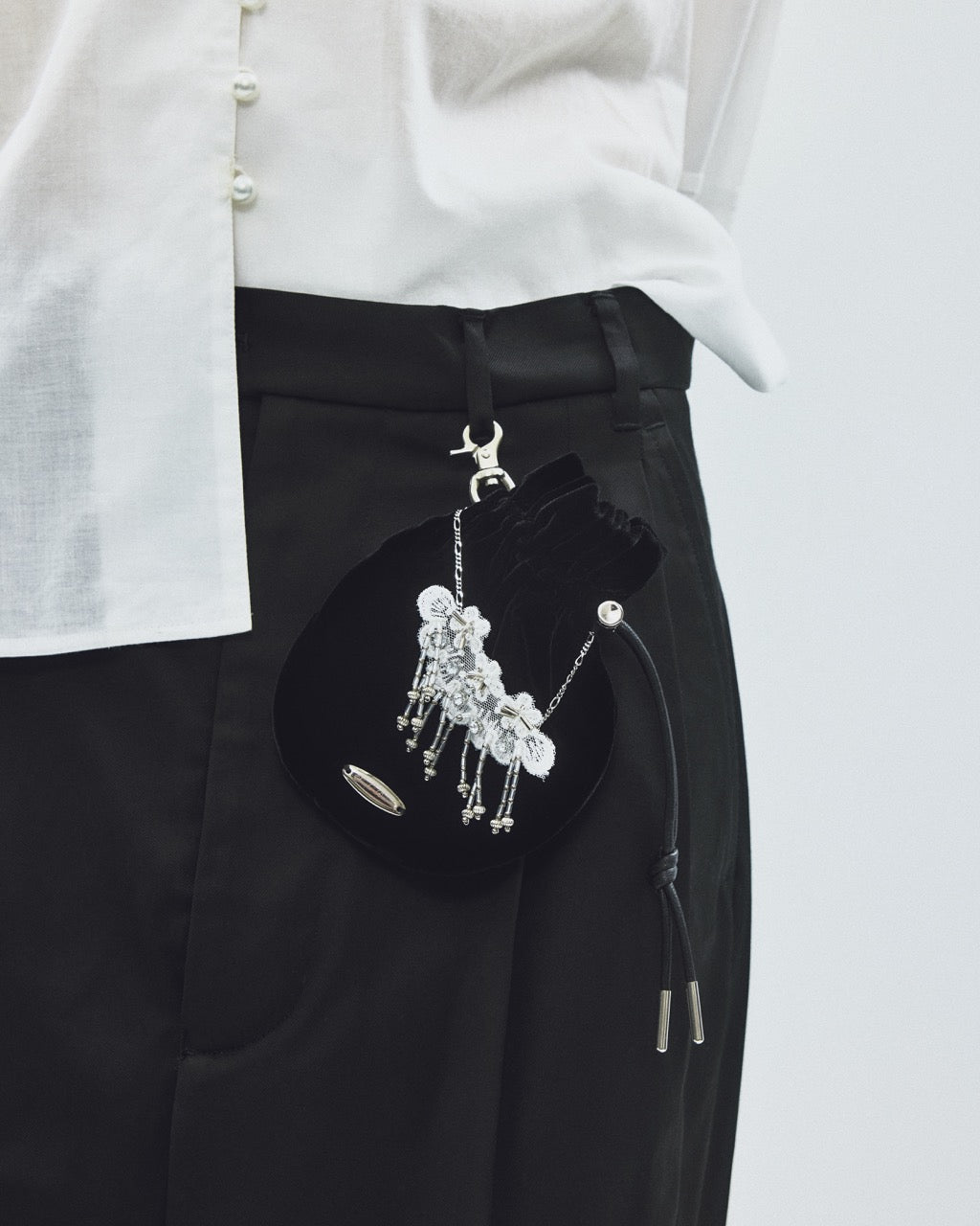 ✴︎期間限定価格✴︎tanakadaisuke kinchaku bag タナカダイスケ|black lace mini kinchaku bag – tanakadaisuke