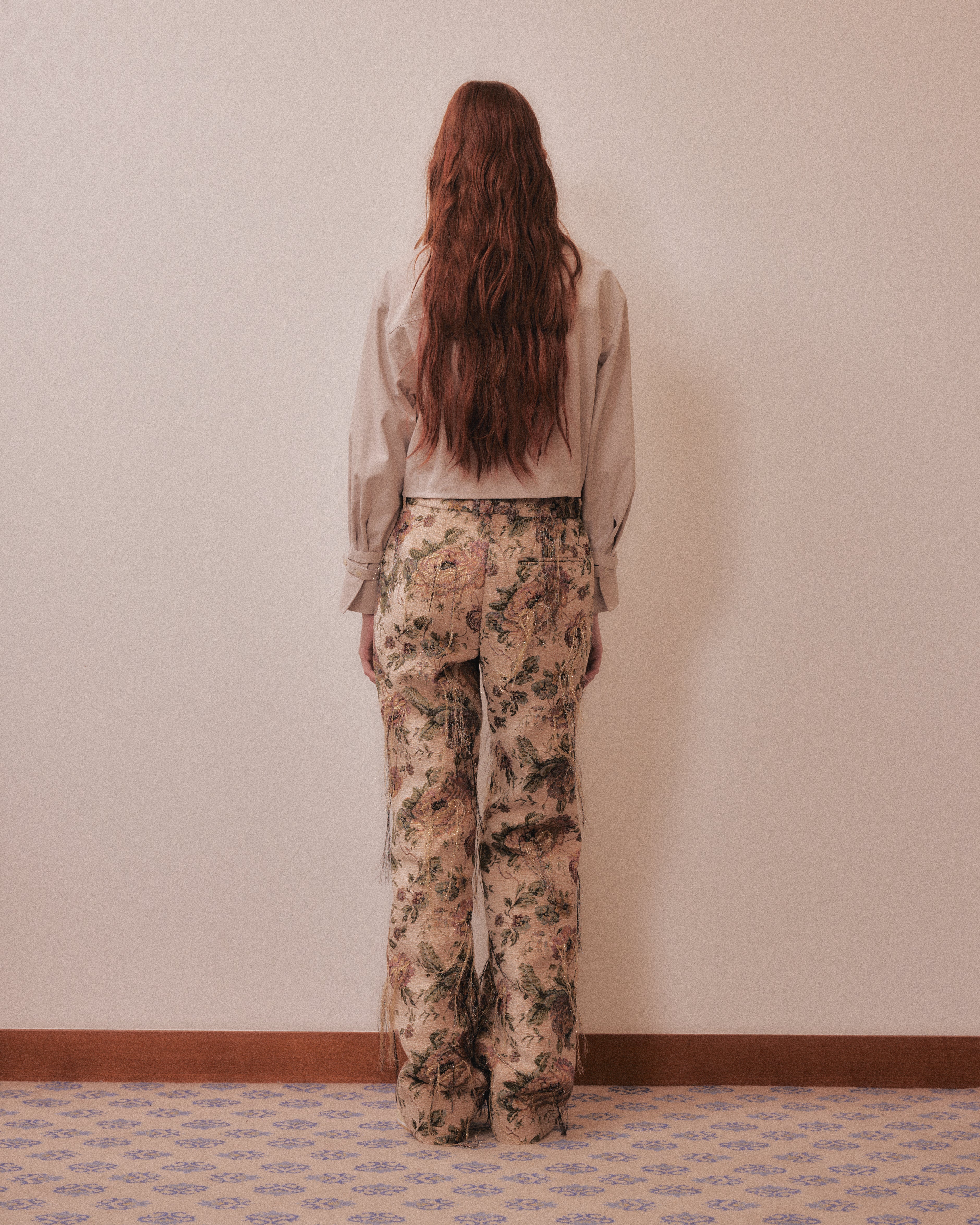 tanakadaisuke(タナカダイスケ)|パンツ|Frolal jacquard fringe pants