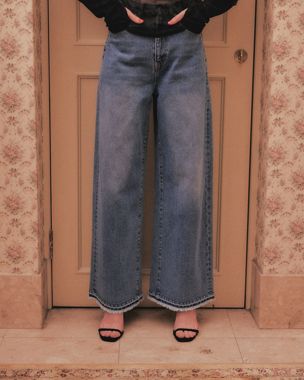 falling stars denim pants Blue【Delivery in August 2026】
