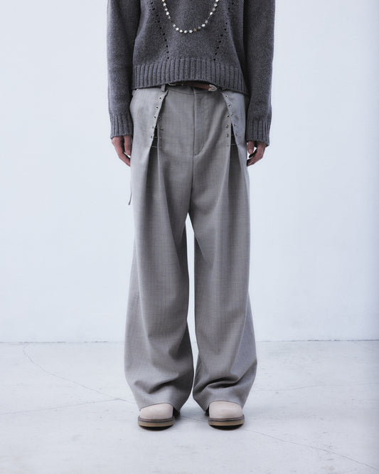 piercing stripe cross tack pants Greige【Delivery in July 2026】