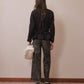 Silver foil print ornament denim pants Black【Delivery in February 2027】