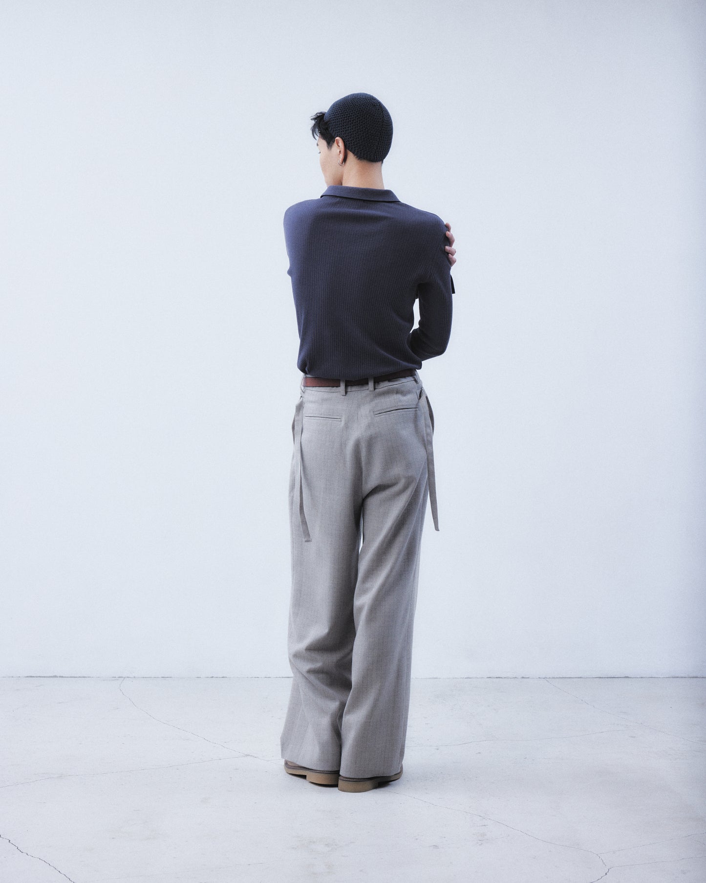 double ribbon lace up riv tops Charcoal gray【Delivery in June 2026】
