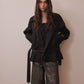 Beads epolette peplum trench jacket Black【Delivery in January 2027】