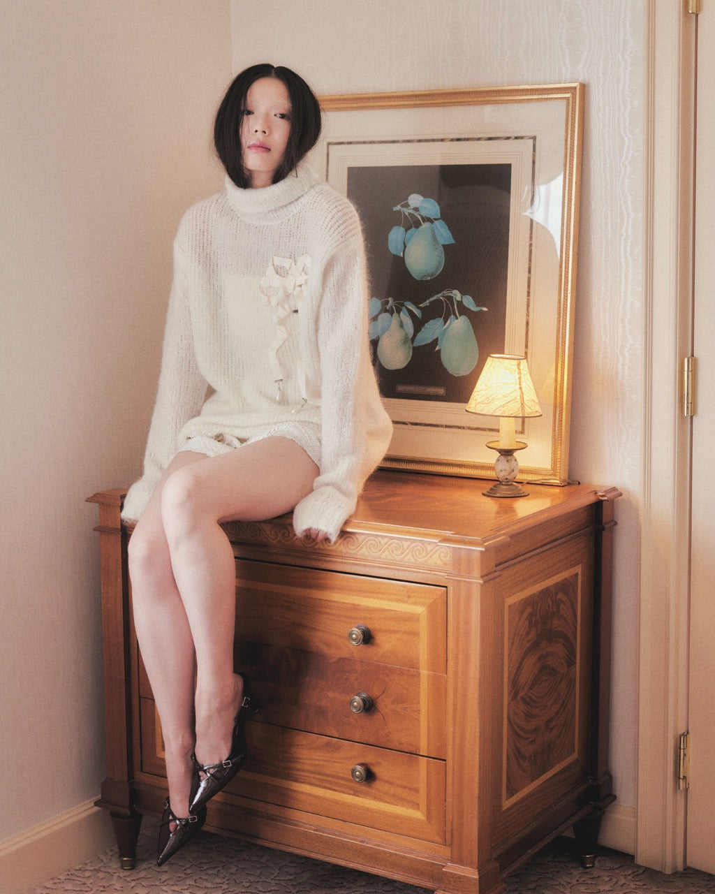 tanakadaisuke(タナカダイスケ)| ribbon mohair knit White×White