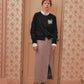 metal buckle stripe wool wrap skirt Greige【stock】