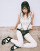 lace up ribbon knit camisole Ivory【stock】