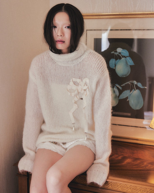 PARCO先行 | ribbon mohair knit  White×White【Delivery in March 2026】