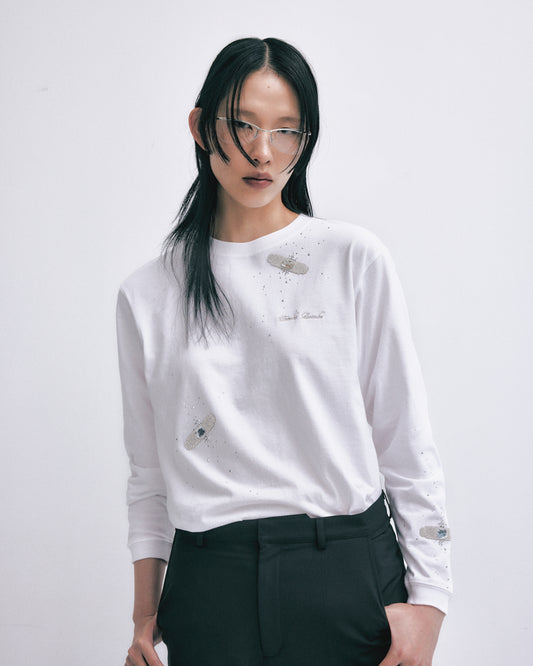 Bijou Aid long sleeve T-shirt White【Delivery in March 2025】