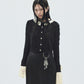 ribbon pattern frilled sleeve knit cardigan Black 【stock】