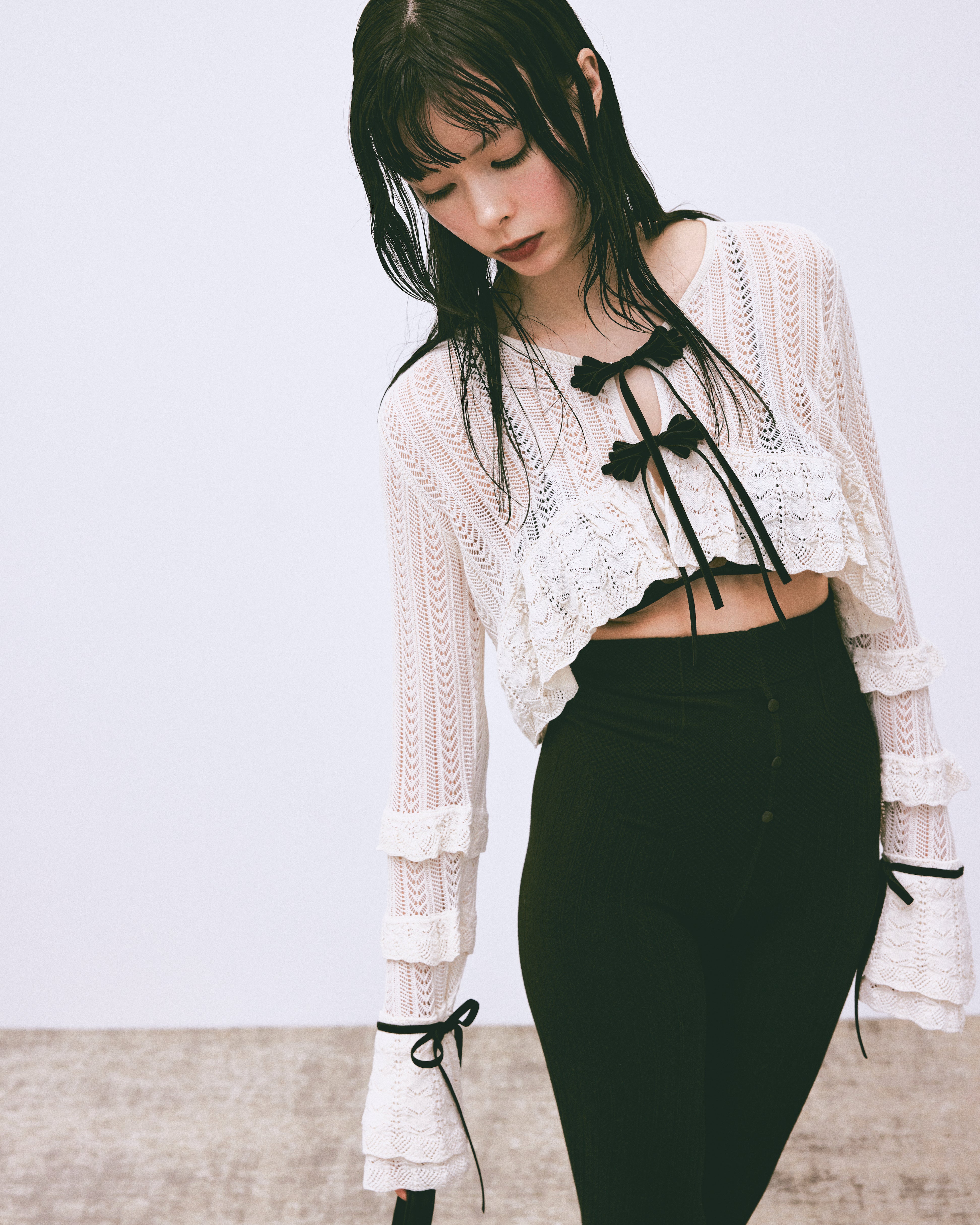 タナカダイスケ| double ribbon knit cardigan Ivory – tanakadaisuke