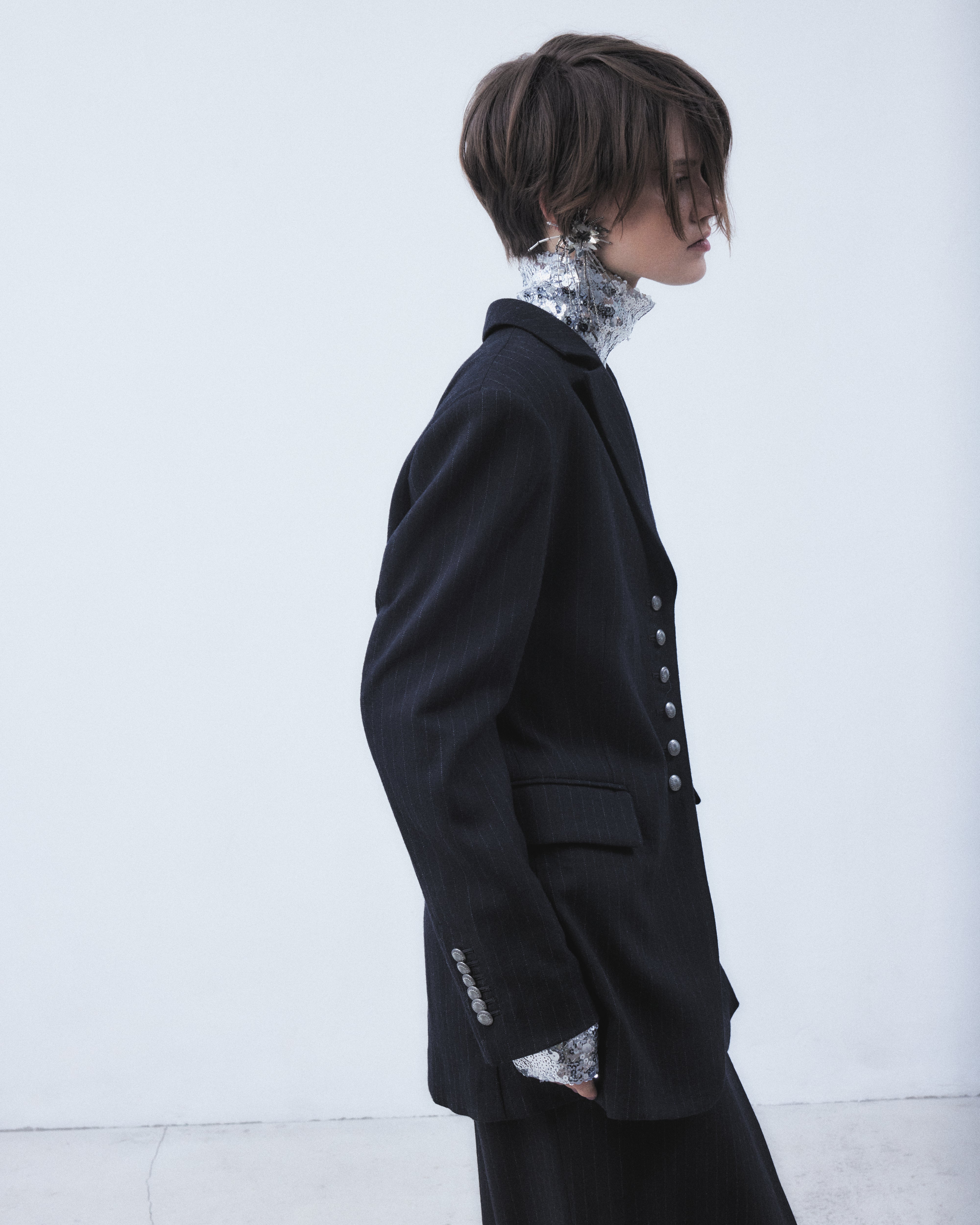 metal embroidery stripe wool jacket Black – tanakadaisuke