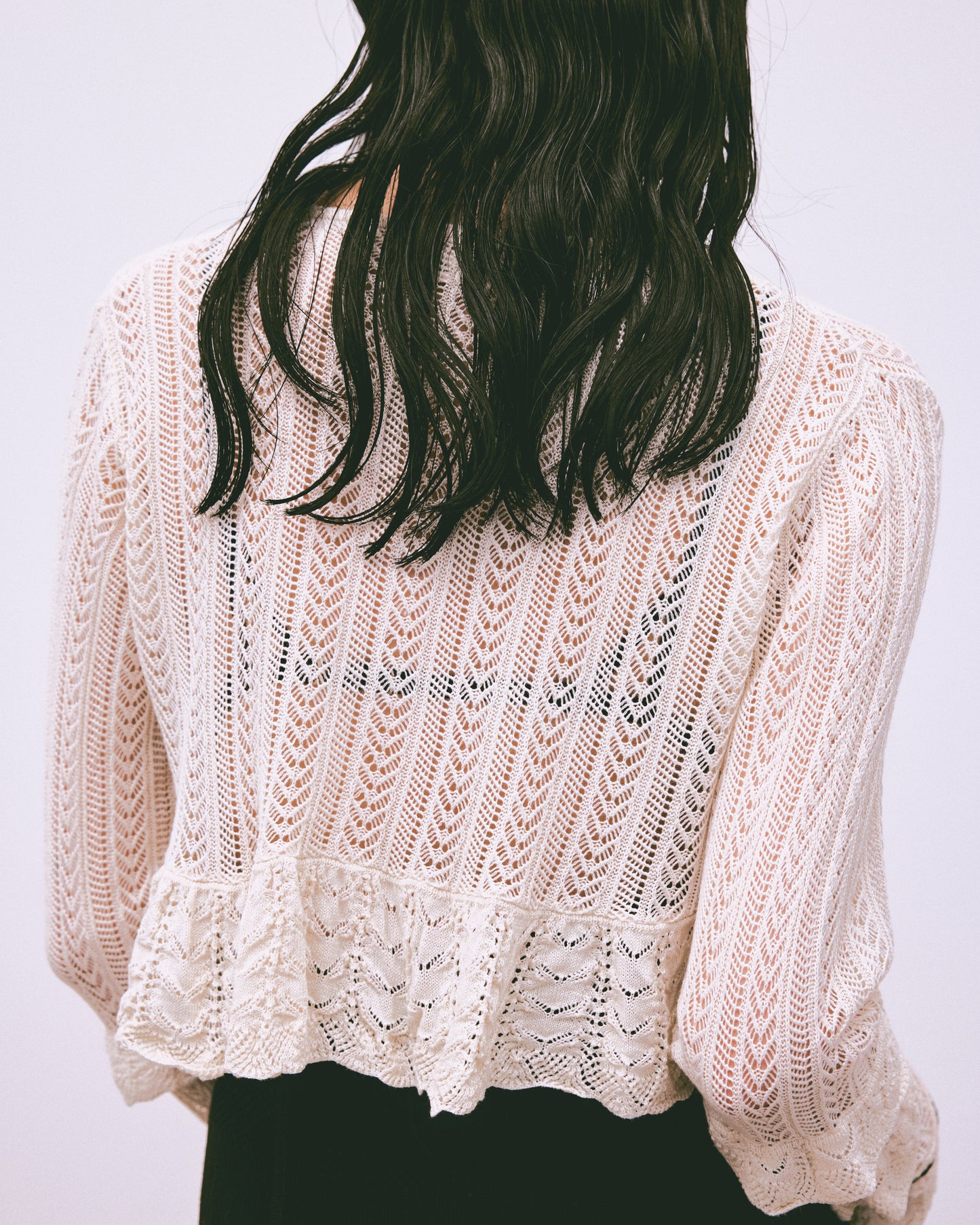 double ribbon knit cardigan Ivory【Delivery in February 2025】