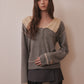 Lace collar knit pulover Gray【Delivery in January 2027】