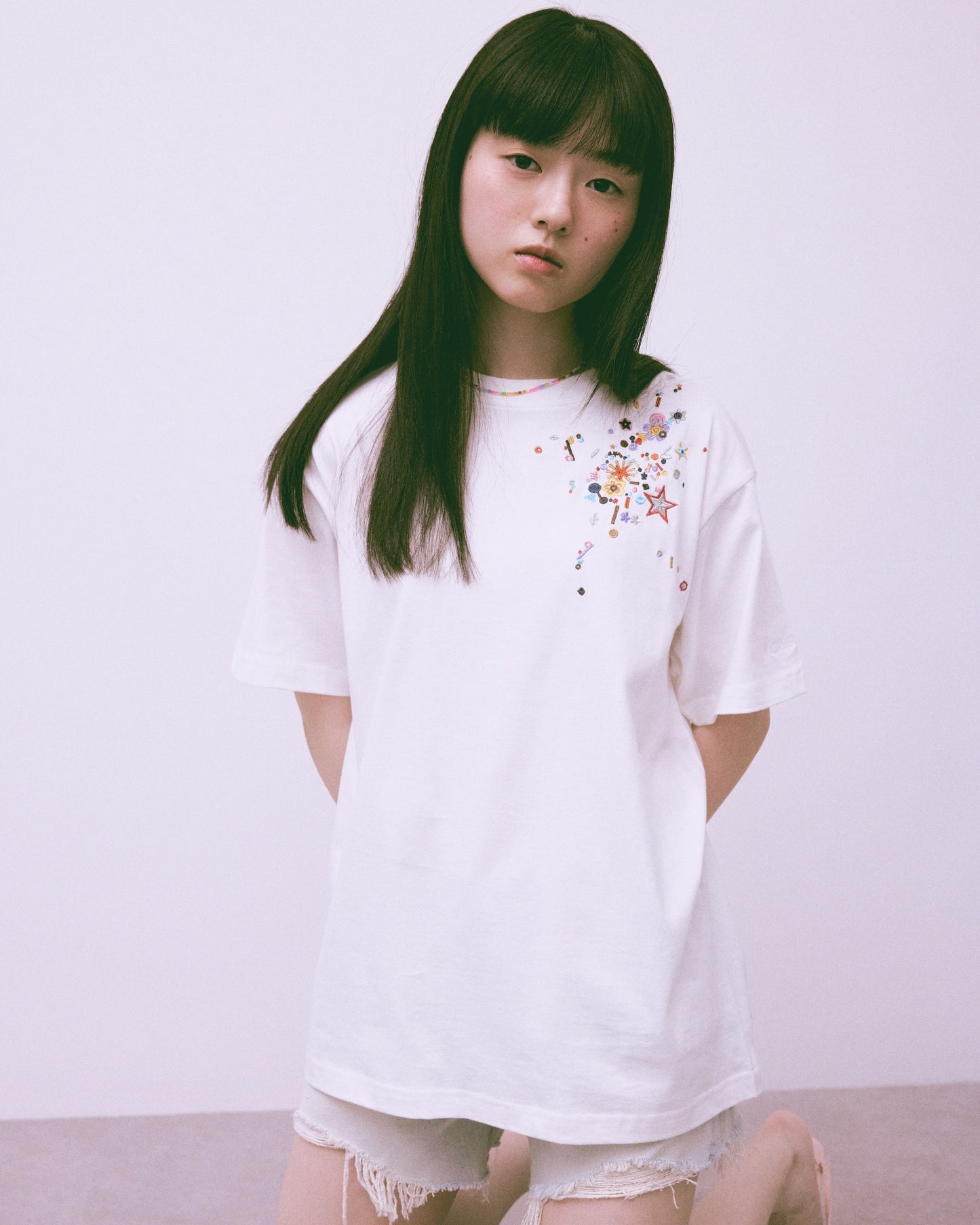 childhood spangle T-shirt White【Delivery in July 2024】