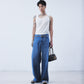 one-side drape gather tank top White【stock】
