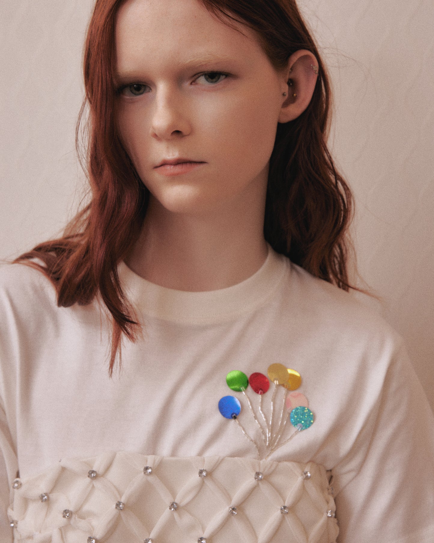 Spangle baloonT-shirt White【Delivery in March 2027】