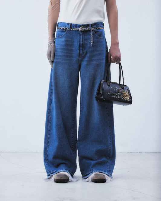 hem ash fringe denim Blue【Delivery in August 2026】