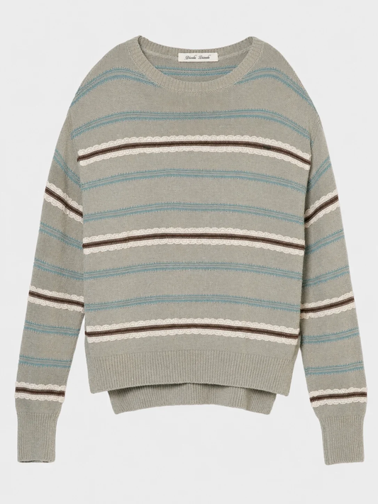 Lace border knit pulover Gray【Delivery in January 2027】